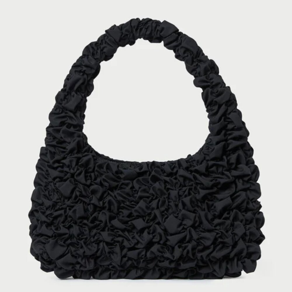 NWT Loeffler Randall Syd Black Smocked Mini Hobo Bag